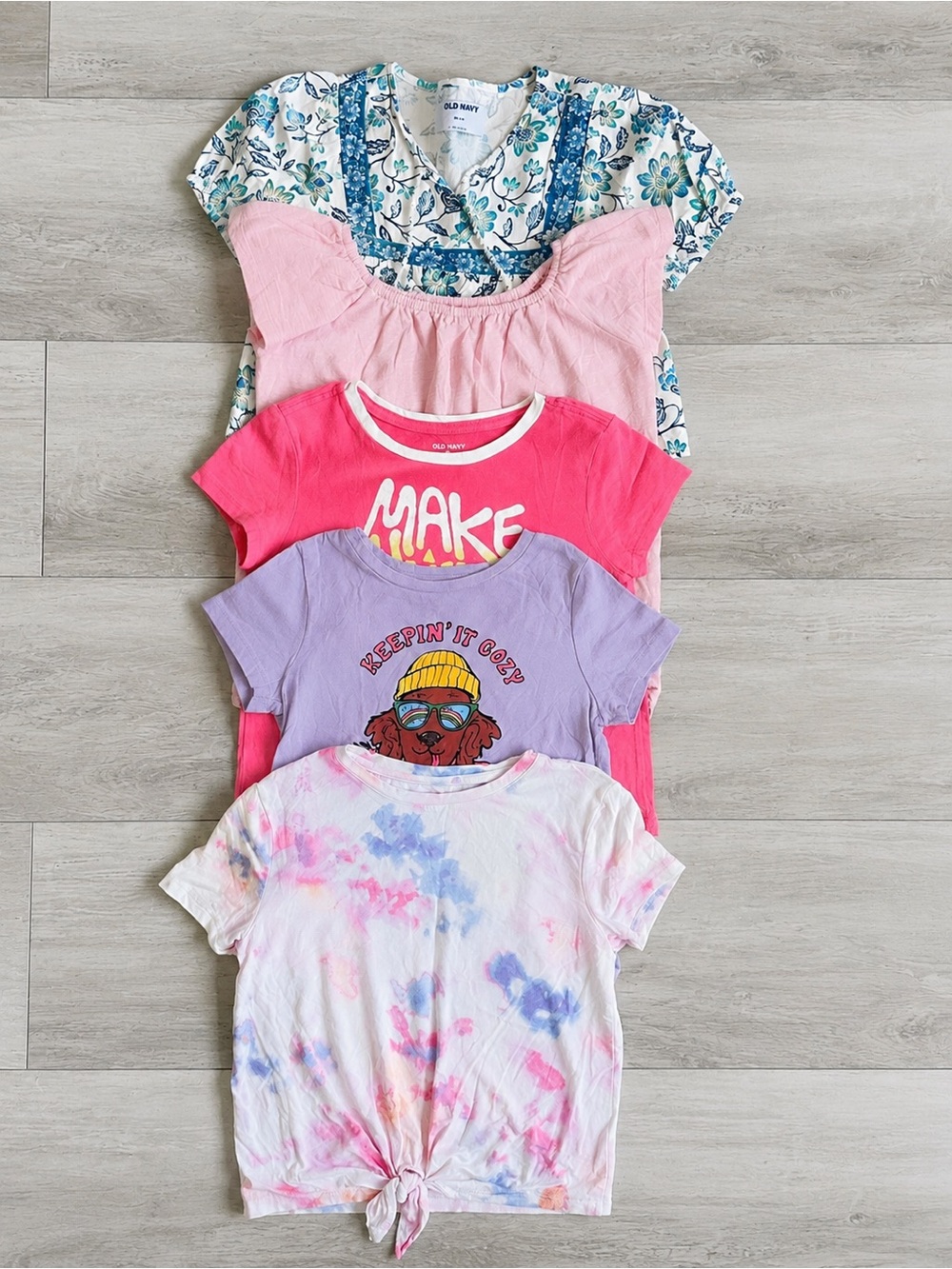 Old Navy Girls Shirt Bundle Size 7 Multicolor Floral Graphic Tie Dye 5 Pc